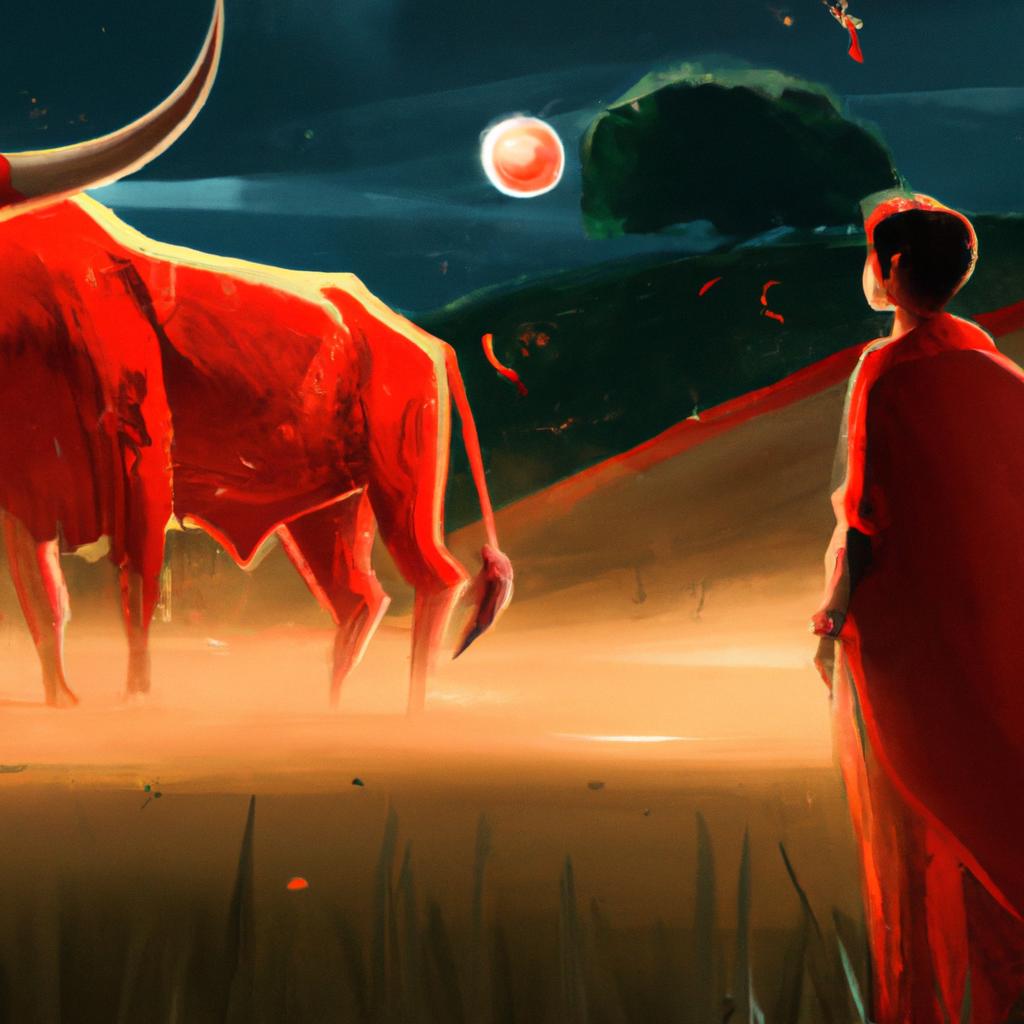 Imagem de capa do post "Descubra o Que Significa Sonhar com Boi Vermelho!" com um desenho digital