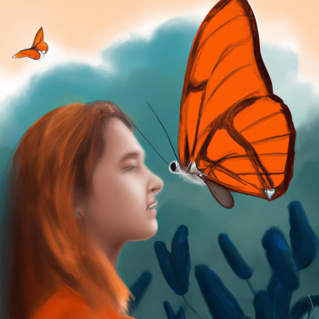 Imagem de capa do post "Descubra o Significado de Sonhar com Borboleta Laranja!" com um desenho digital