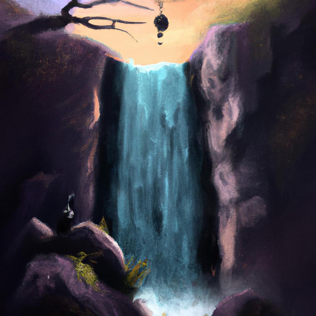 Imagem de capa do post "Descubra o Que Significa Sonhar com Cachoeira: Venha Aprender!" com um desenho digital