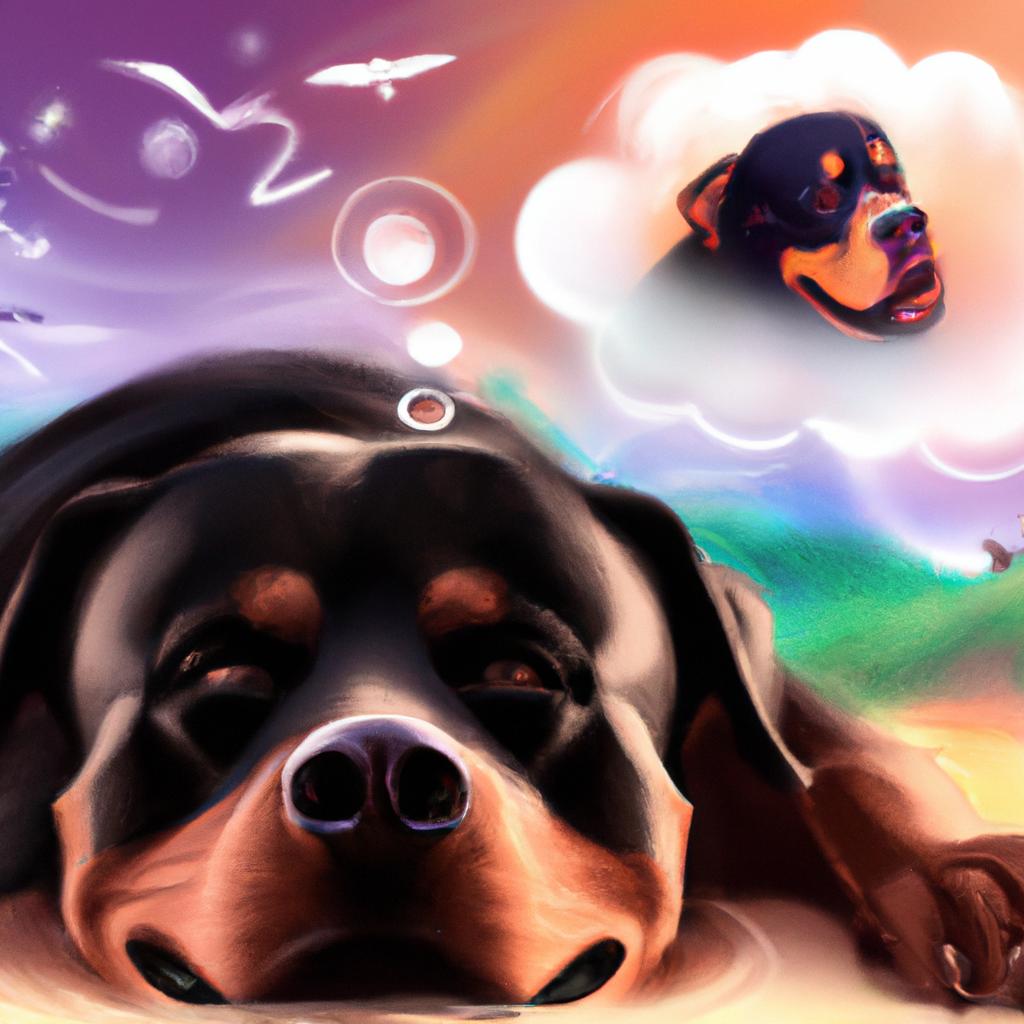 Imagem de capa do post "Descubra O Que Significa Sonhar com Cachorro Rottweiler!" com um desenho digital