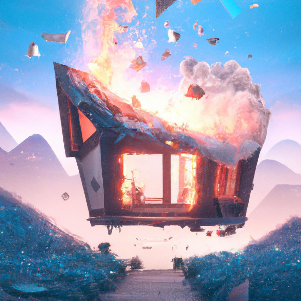 Imagem de capa do post "Descubra o Significado de Sonhar com Casa Explodindo!" com um desenho digital