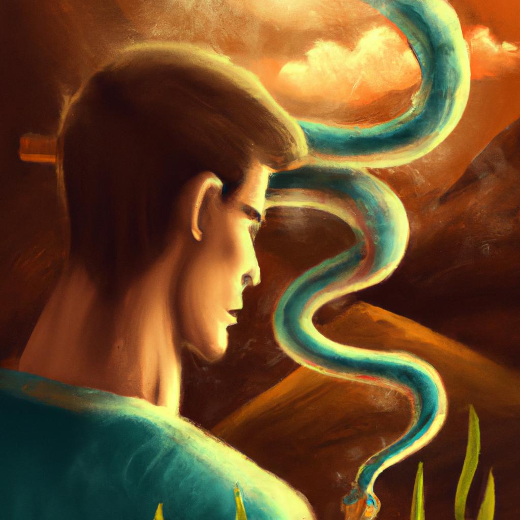 Imagem de capa do post "Cobra Mordendo? Descubra o Significado dos Sonhos!" com um desenho digital