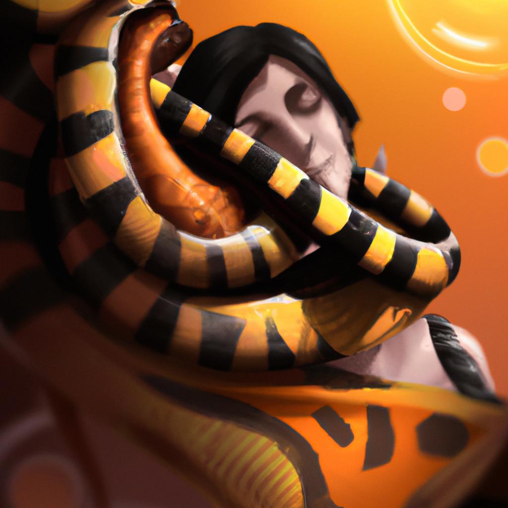 Imagem de capa do post "Descubra o Que Significa Sonhar com Cobra Preta e Laranja!" com um desenho digital