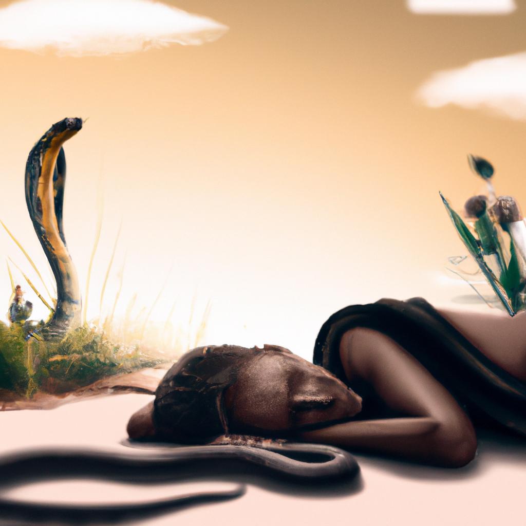 Imagem de capa do post Descubra o que Significa Sonhar com Cobra Preta Te Picando! com um desenho digital