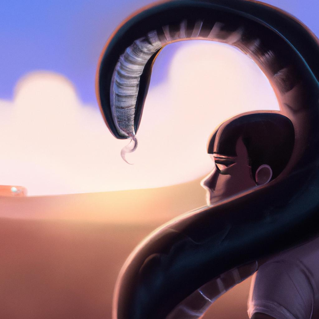 Imagem de capa do post "Descubra o Que Significa Sonhar com Cobra Preta!" com um desenho digital