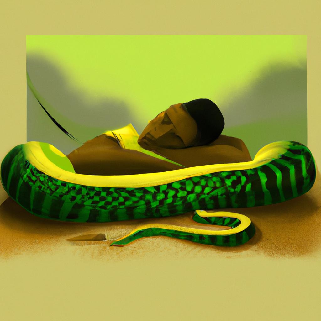 Imagem de capa do post "Descubra o Que Significa Sonhar com Cobra Verde e Amarela!" com um desenho digital