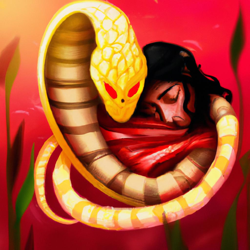 Imagem de capa do post "Descubra o Que Significa Sonhar com Cobra Vermelha e Amarela!" com um desenho digital