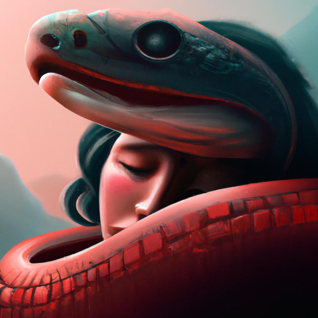 Imagem de capa do post "Descubra o Significado de Sonhar com Cobra Vermelha Pequena!" com um desenho digital