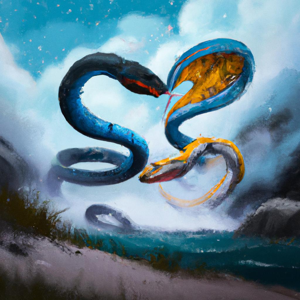 Imagem de capa do post Descubra o Significado de Sonhar com Duas Cobras Brigando com um desenho digital