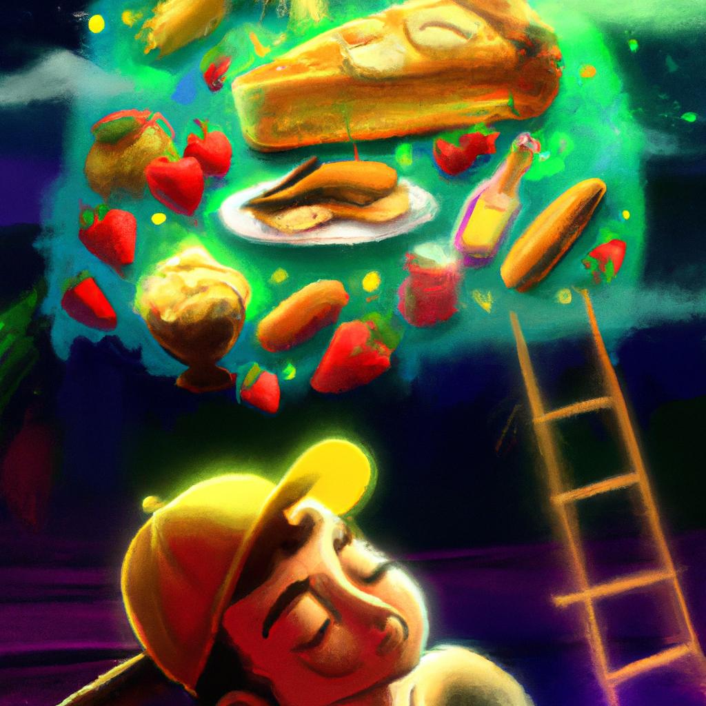 Imagem de capa do post "Descubra o Que Significa Sonhar com Fartura de Alimentos!" com um desenho digital