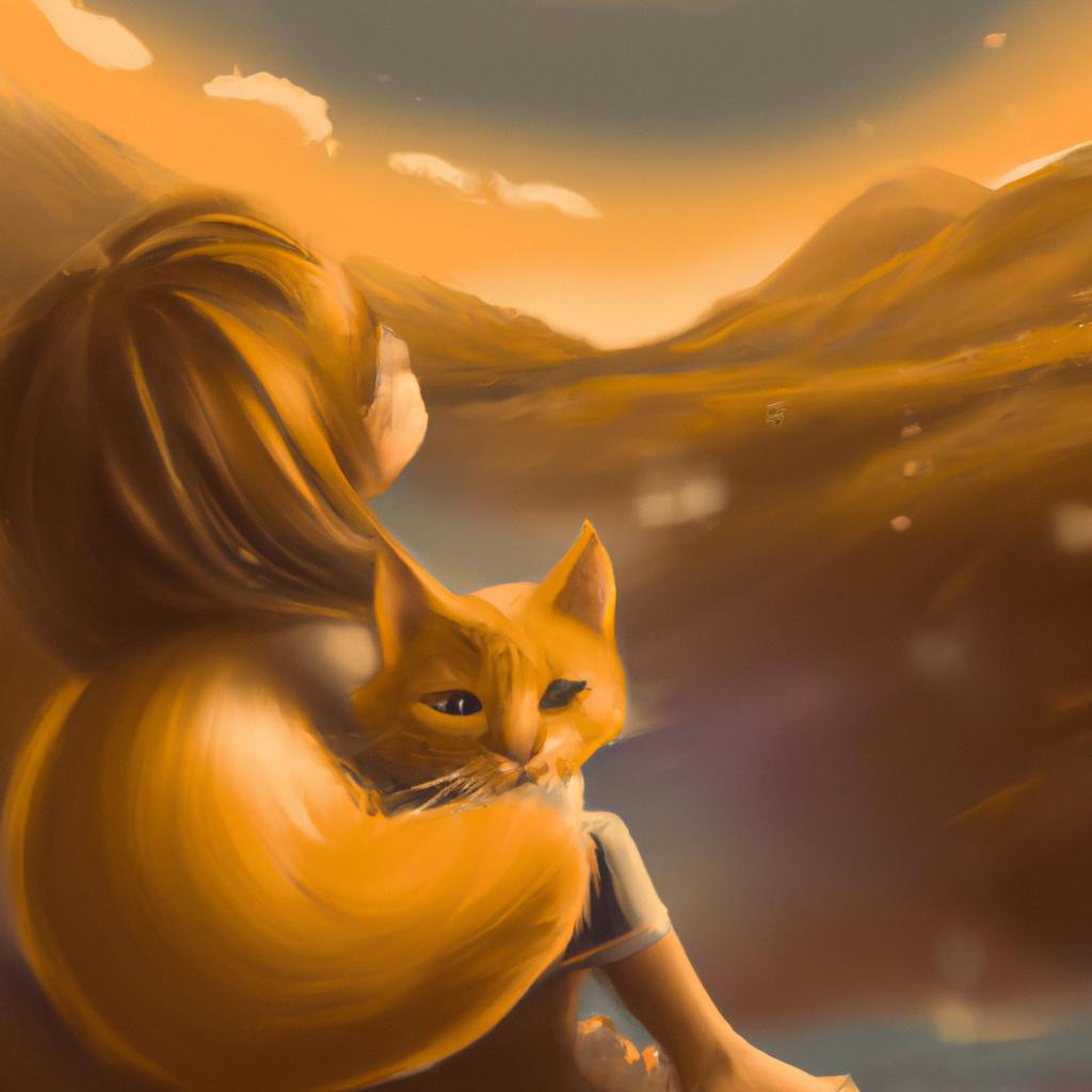 Imagem de capa do post "Descubra o que Significa Sonhar com Filhote de Gato Amarelo!" com um desenho digital
