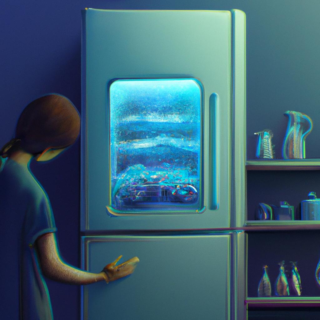 Imagem de capa do post "Descubra o que Significa Sonhar com Geladeira Cheia de Gelo!" com um desenho digital