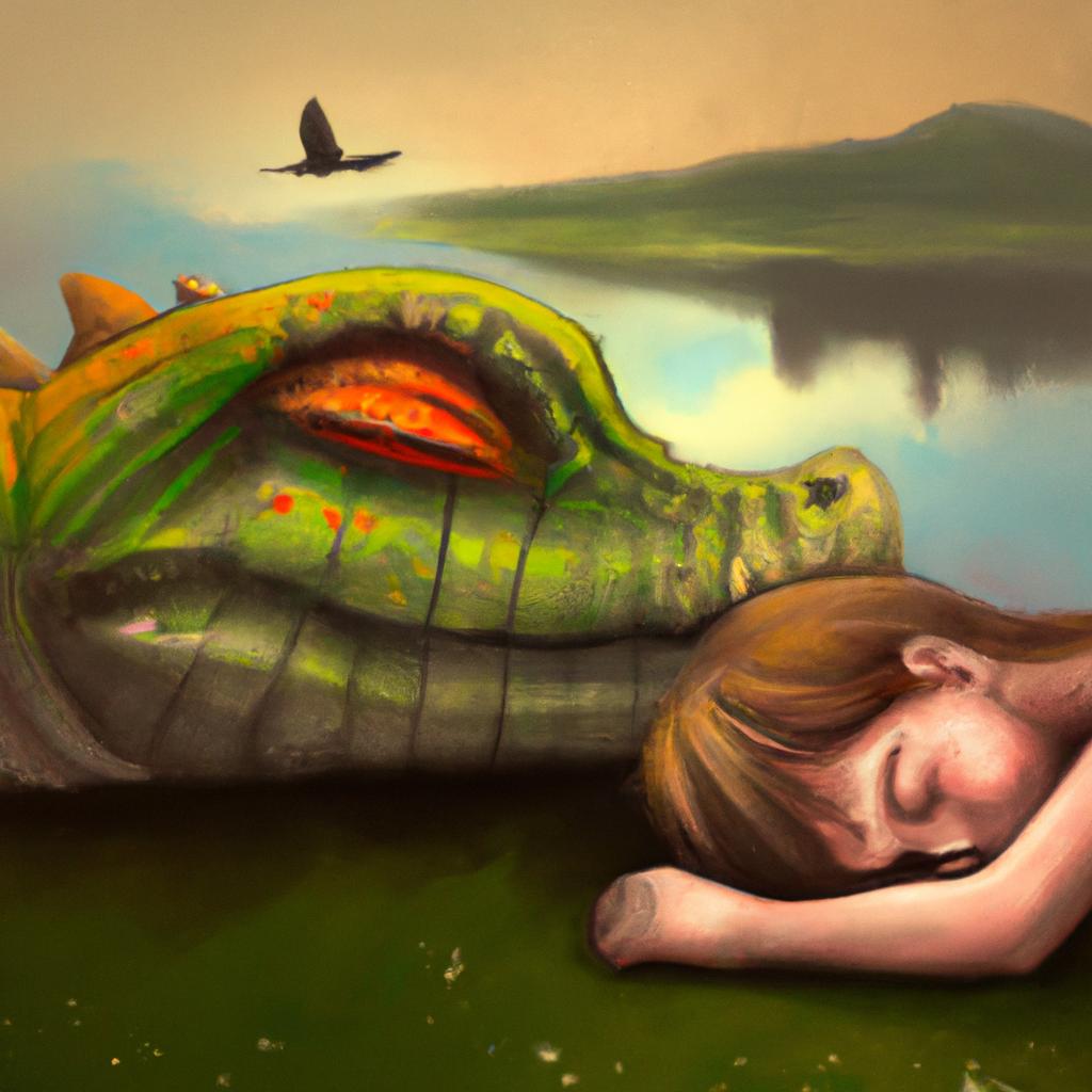 Imagem de capa do post "Descubra o Que Significa Sonhar com Lagarto!" com um desenho digital