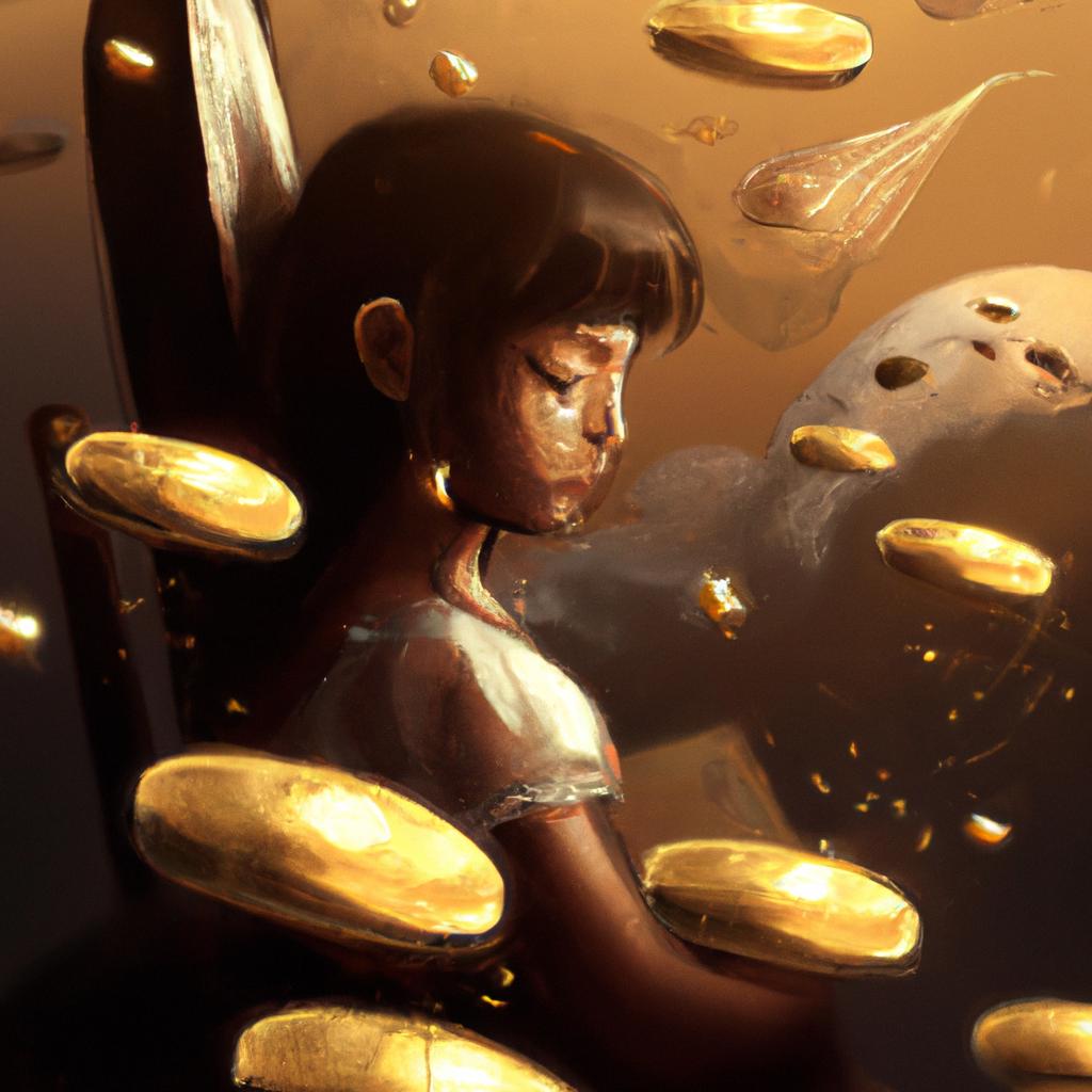 Imagem de capa do post "Descubra o Que Significa Sonhar com Moedas Douradas!" com um desenho digital