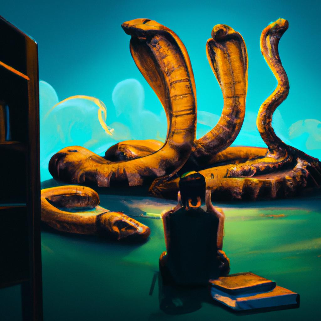Imagem de capa do post "O Que Significa Sonhar com Muitas Cobras? Descubra Aqui!" com um desenho digital