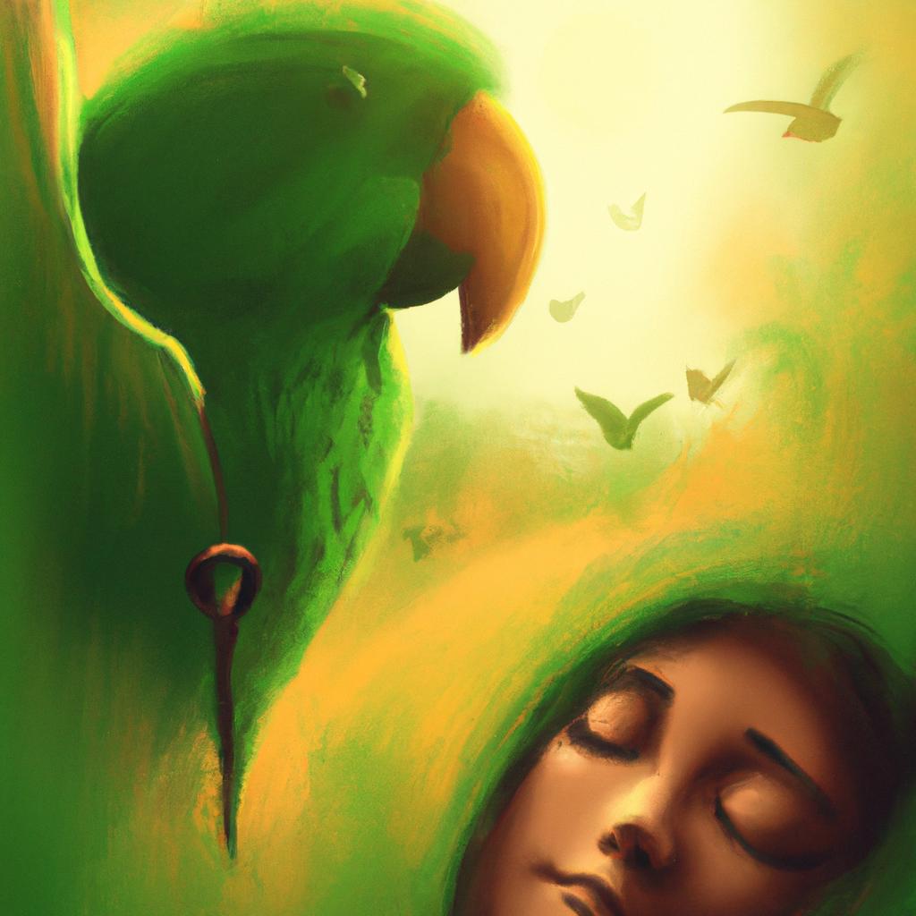 Imagem de capa do post "O Que Significa Sonhar com Papagaio Verde? Descubra!" com um desenho digital