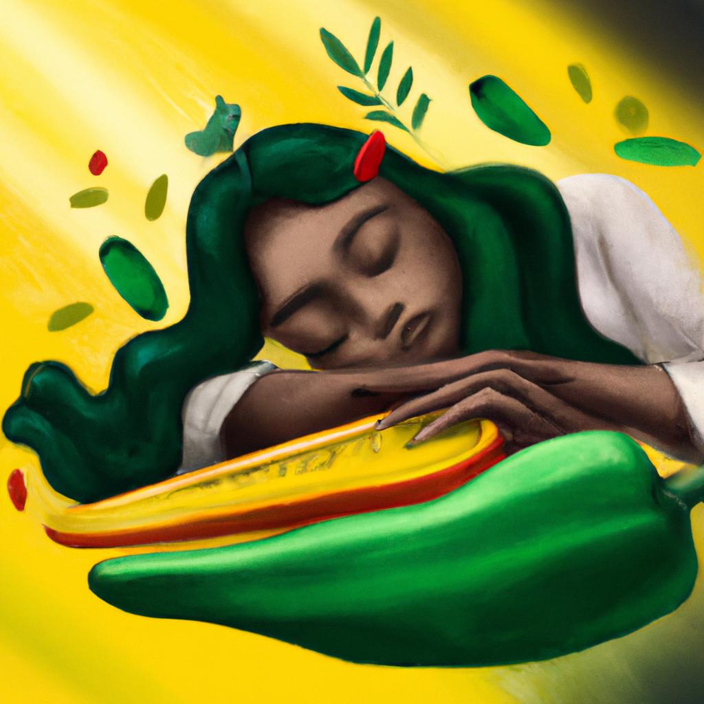Imagem de capa do post "Sonhar com Pimenta Verde e Amarela: Entenda o Significado!" com um desenho digital
