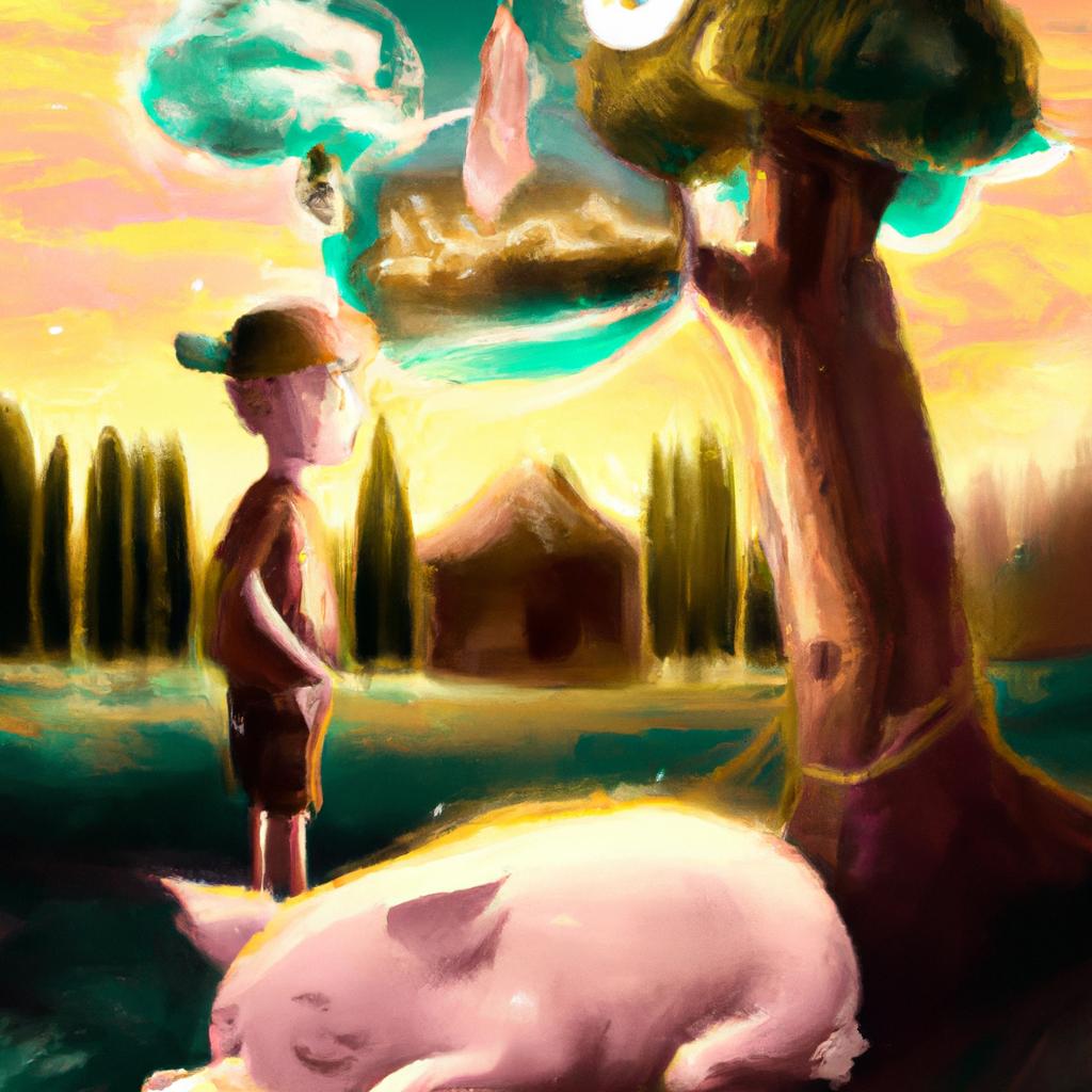 Imagem de capa do post "Descubra o Significado de Sonhar com Porco Branco!" com um desenho digital
