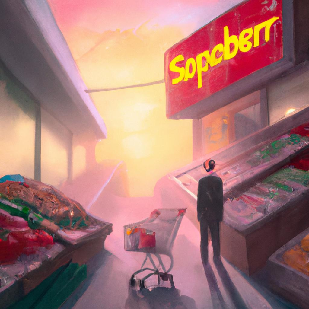 Imagem de capa do post "O que Significa Sonhar com Supermercado? Descubra aqui!" com um desenho digital