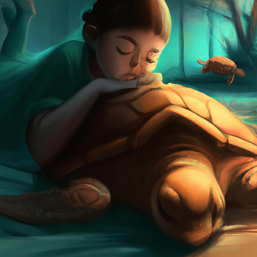 Imagem de capa do post "Descubra o Que Significa Sonhar com Tartaruga Filhote!" com um desenho digital