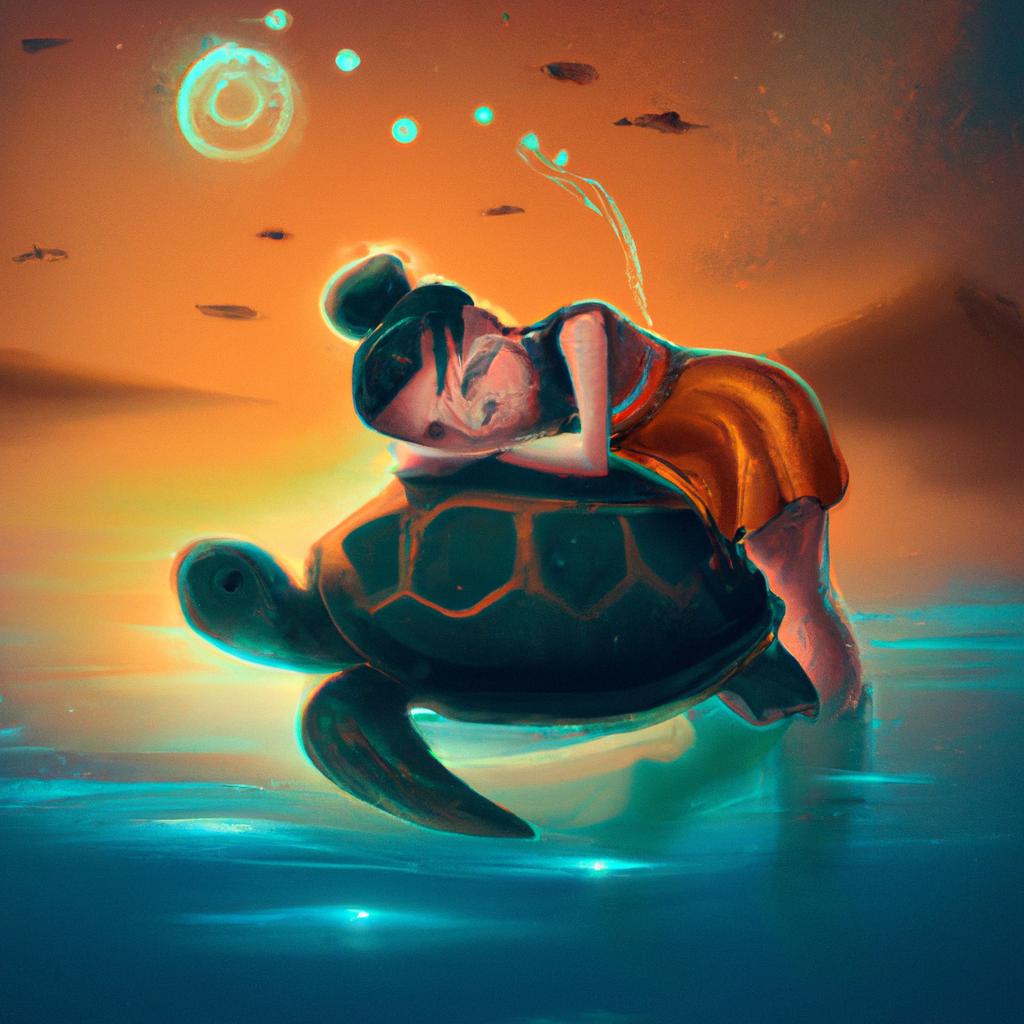Imagem de capa do post "Descubra o Que Significa Sonhar com Tartaruga Pequena!" com um desenho digital