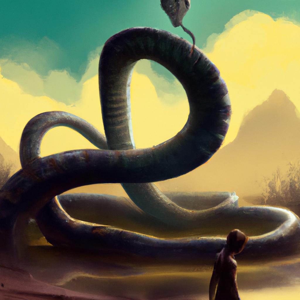 Imagem de capa do post "Descubra o Que Significa Sonhar com Uma Cobra Grande!" com um desenho digital