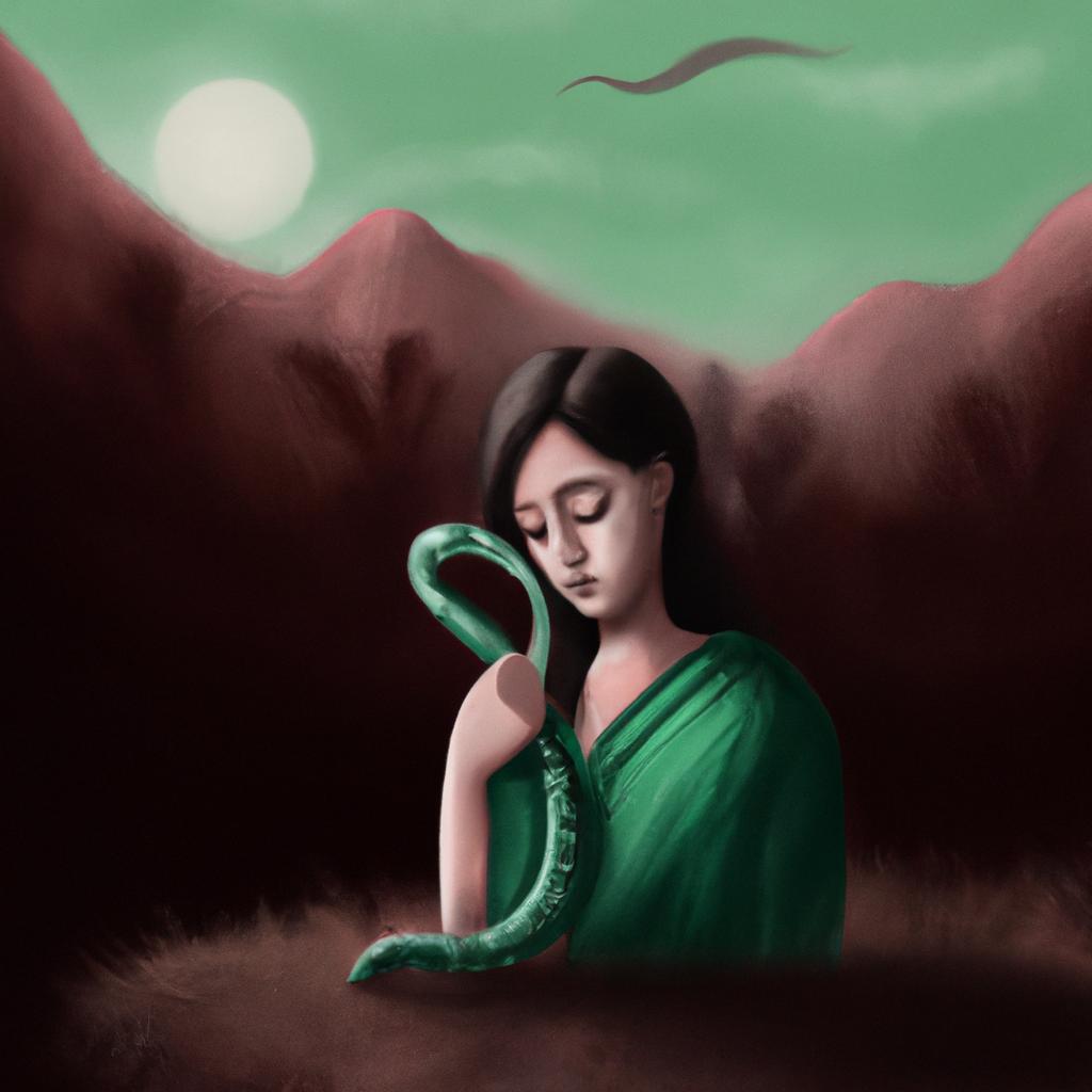 Imagem de capa do post "Conheça o Significado de Sonhar com Cobra Verde!" com um desenho digital