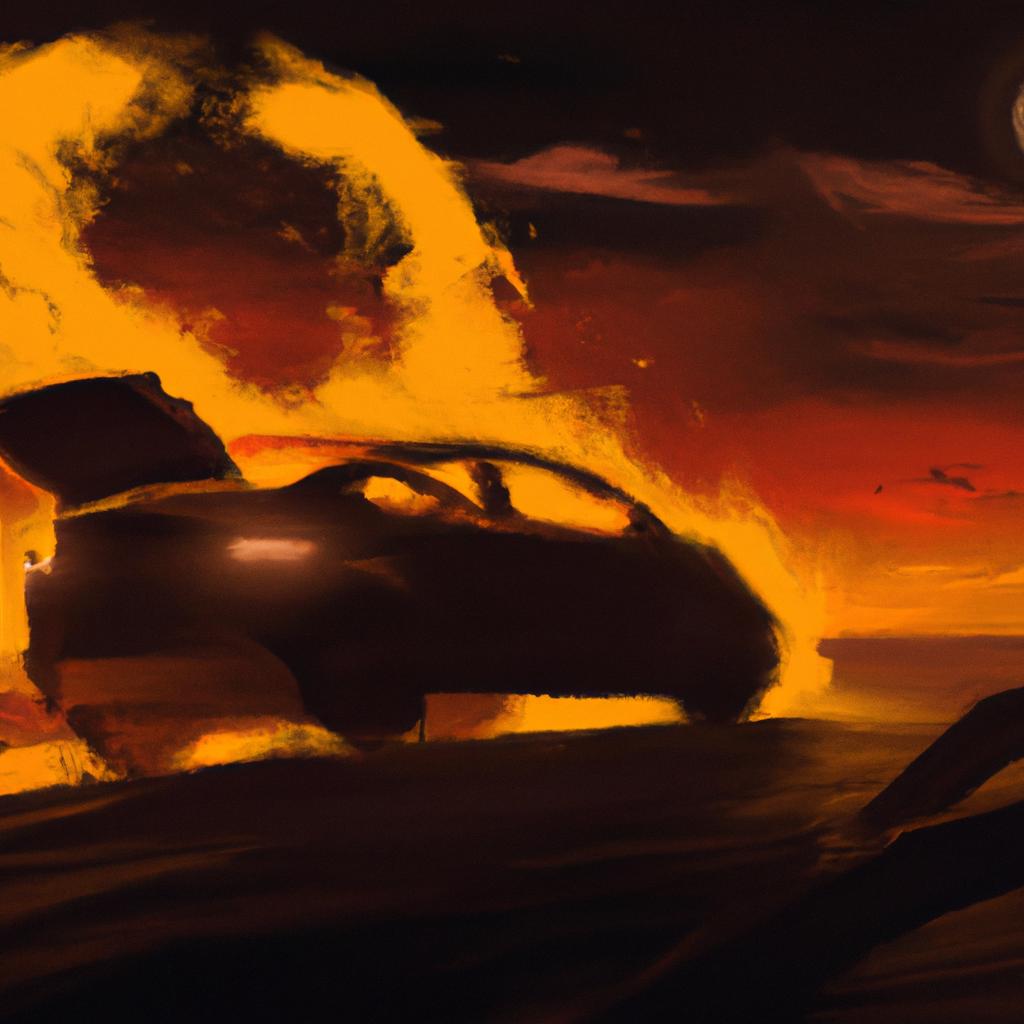 Imagem de capa do post "O Que Significa Sonhar com Carro Pegando Fogo? Descubra Agora!" com um desenho digital