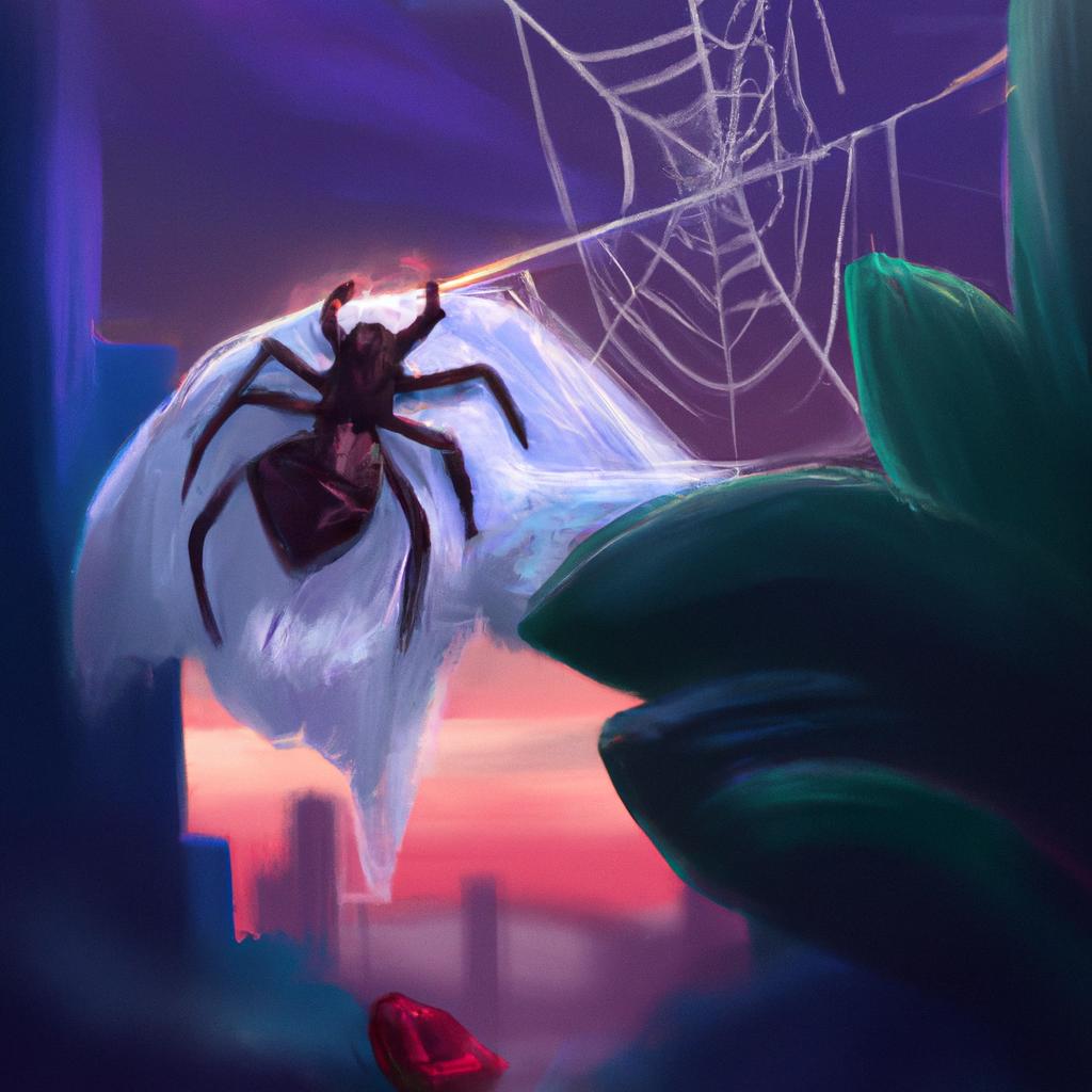 Imagem de capa do post "Qual é o Significado de Sonhar com Aranha? Descubra Aqui!" com um desenho digital