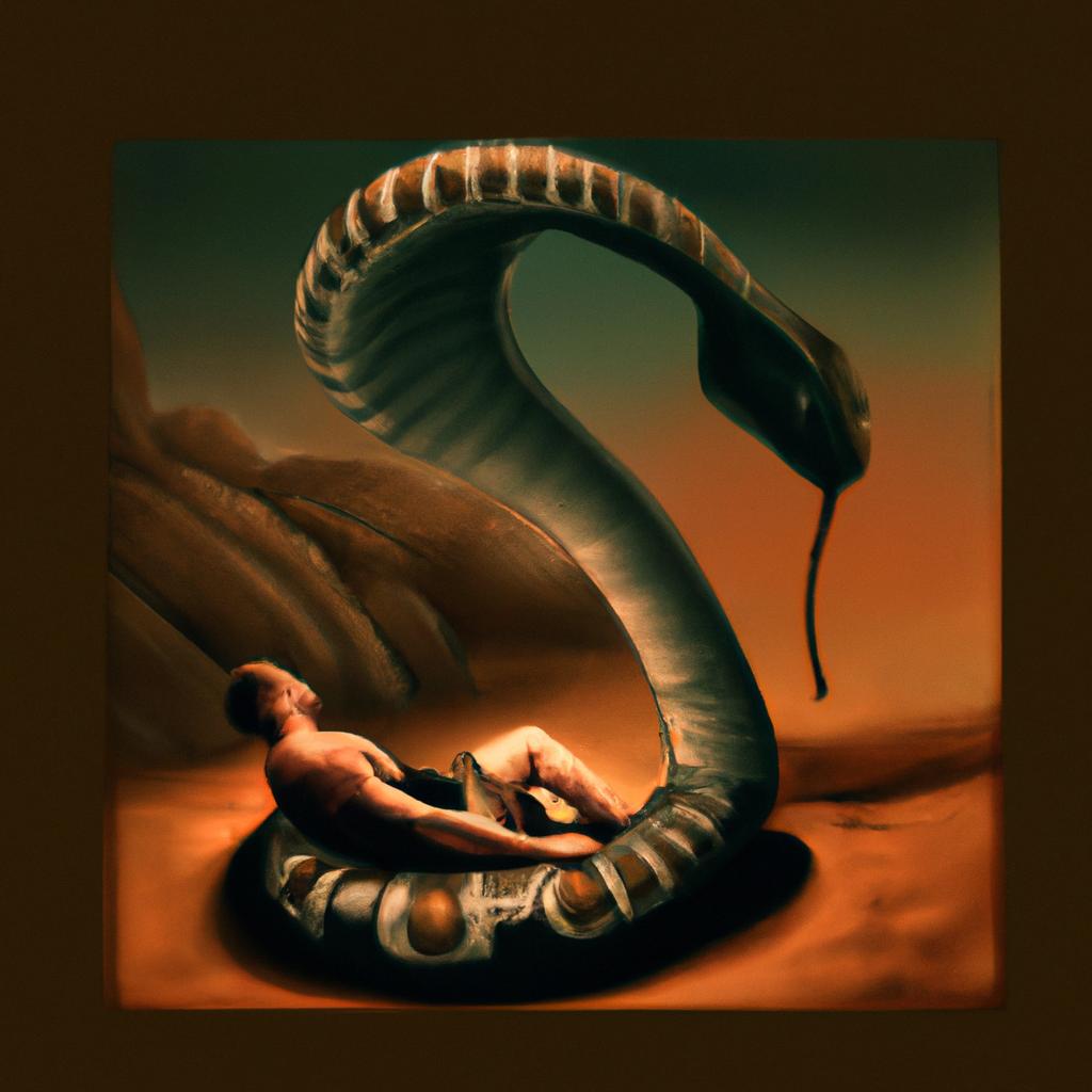 Imagem de capa do post "Cobra no Sonho: Descubra o Significado Escondido!" com um desenho digital