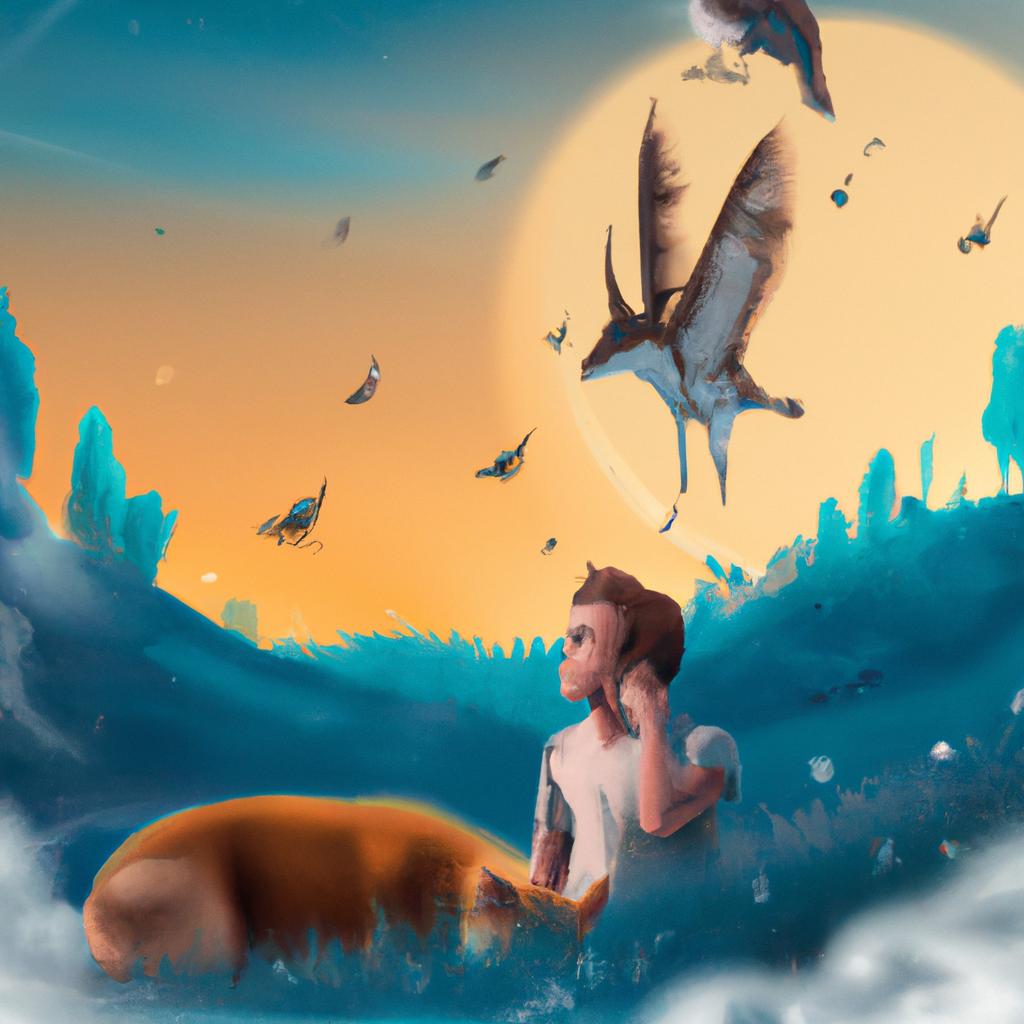 Imagem de capa do post "Qual o Significado de Sonhar com Animais? Descubra!" com um desenho digital
