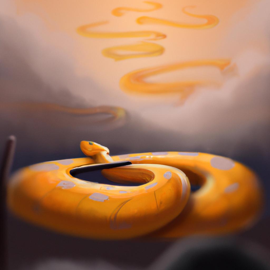 Imagem de capa do post "Descubra o que Significa Sonhar com Cobra Amarela!" com um desenho digital