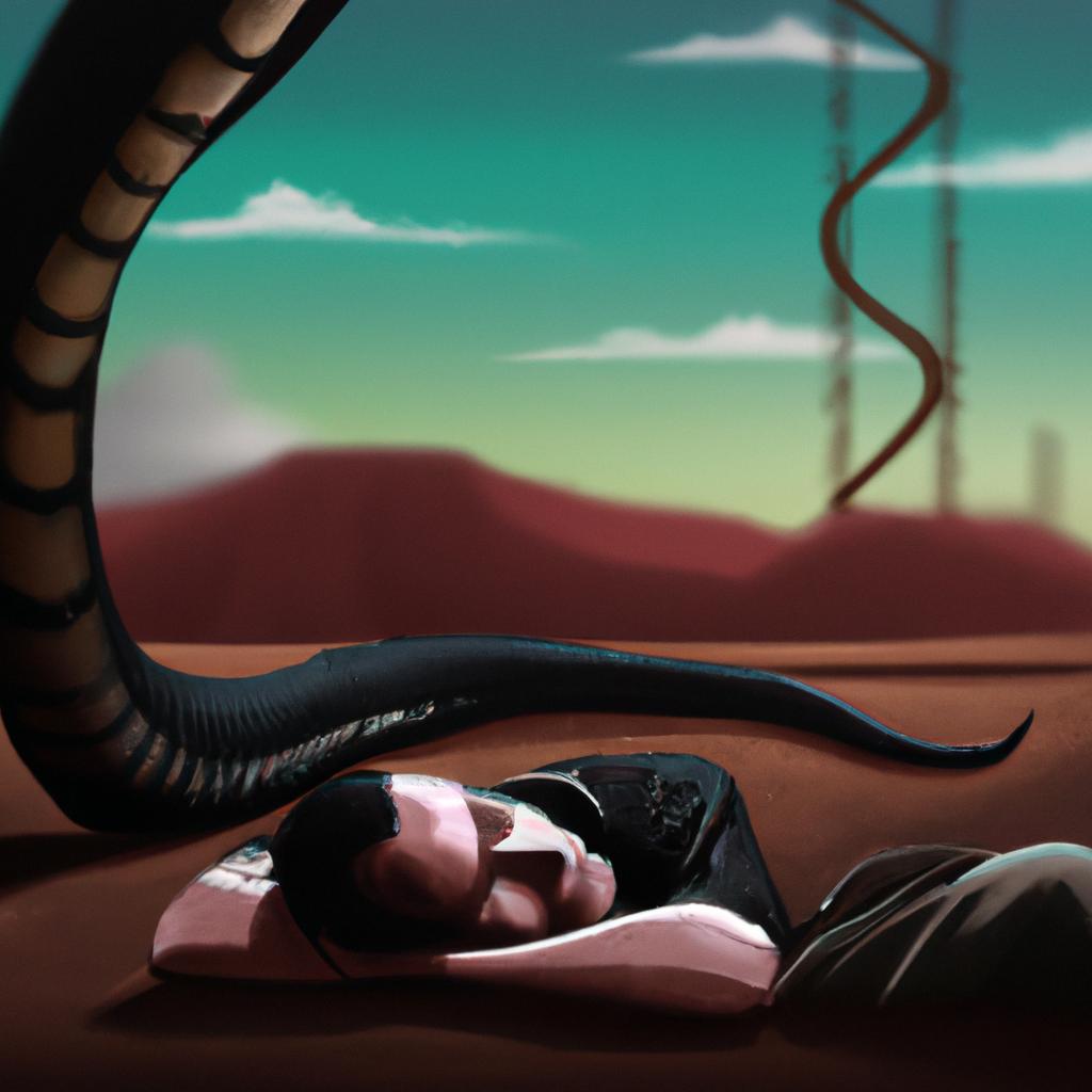 Imagem de capa do post "Quais as Revelações que Sonhar com Cobra Preta nos Traz?" com um desenho digital
