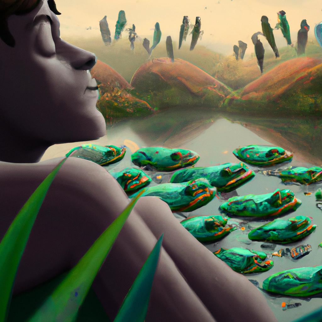 Imagem de capa do post "Quais São os Significados de Sonhar Com Muitos Sapos?" com um desenho digital