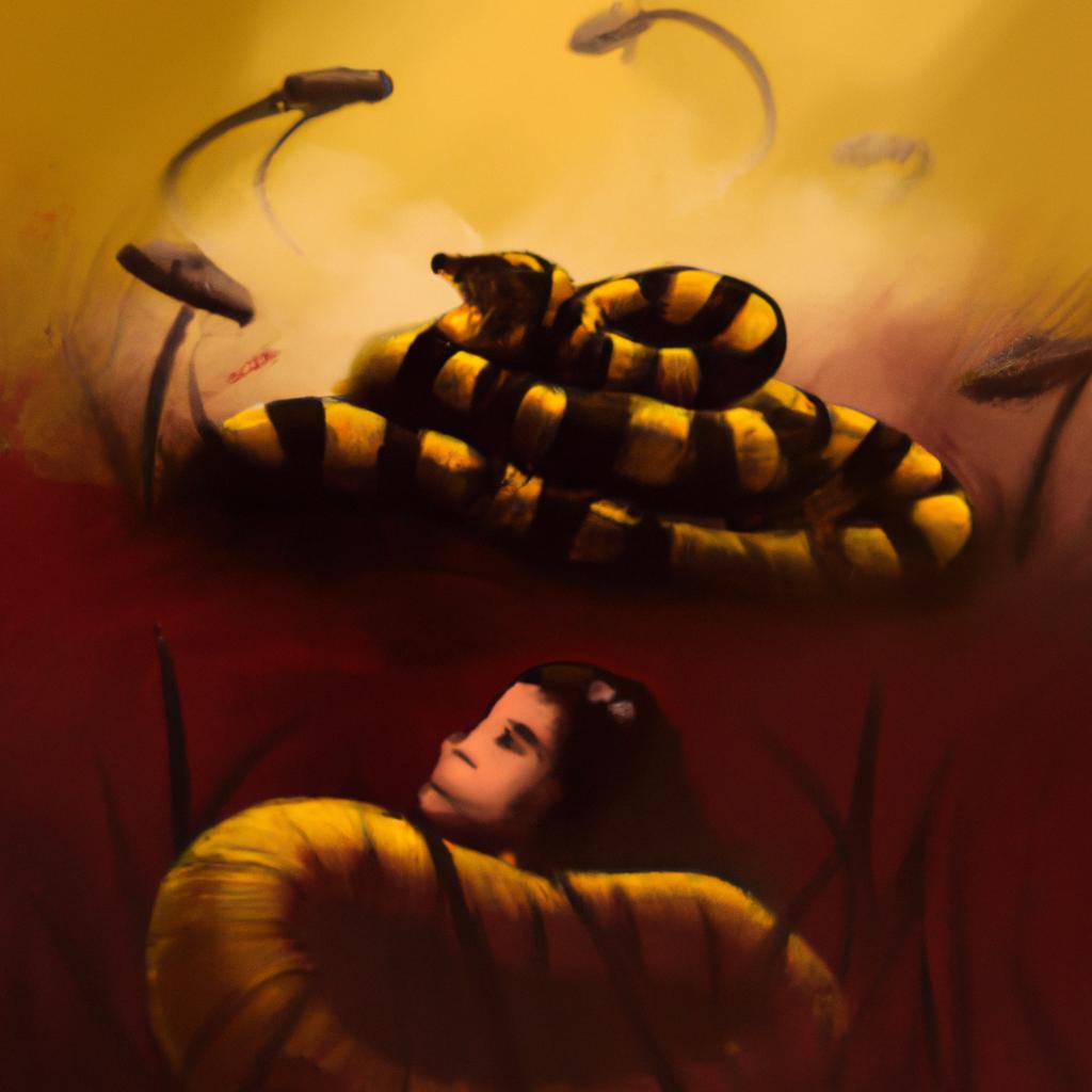 Imagem de capa do post "Qual o Significado de Sonhar com Várias Cobras? Descubra!" com um desenho digital