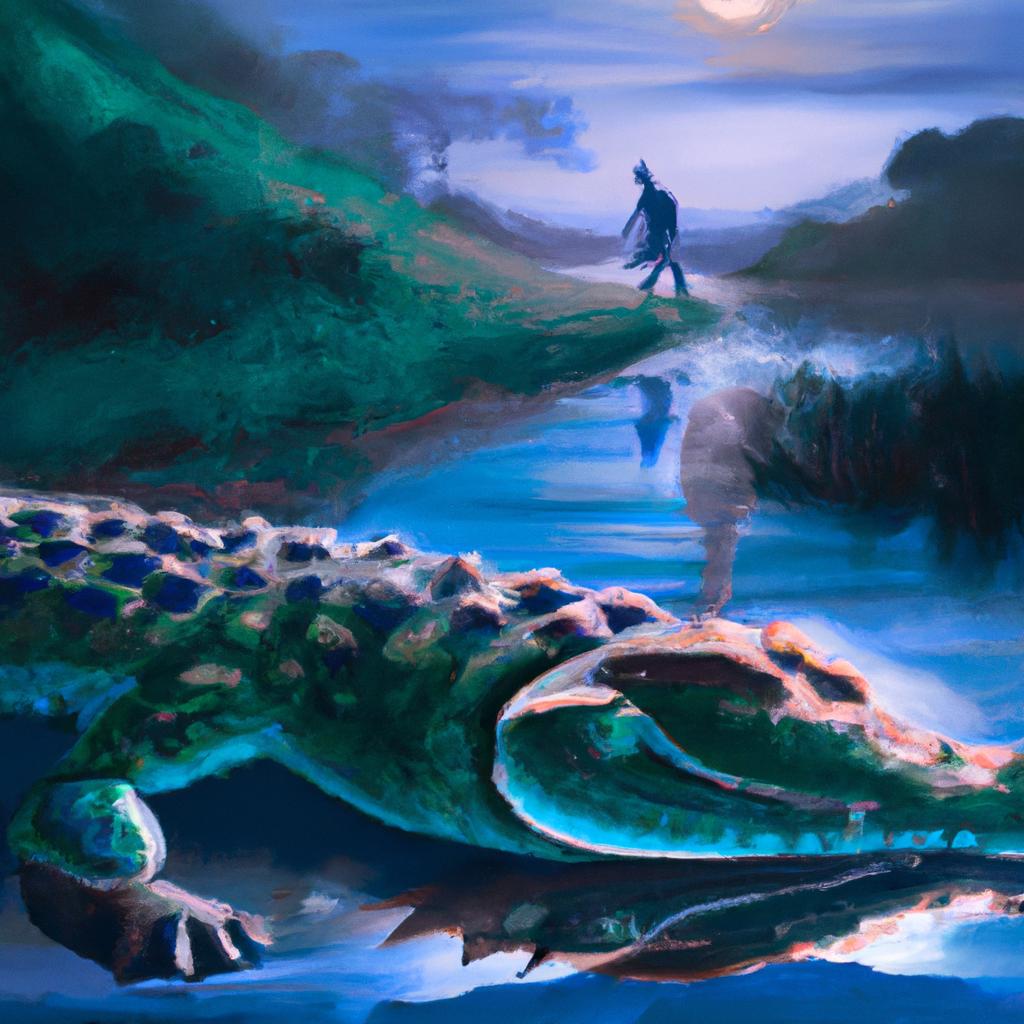 Imagem de capa do post "Descubra o Significado de Sonhar com Jacaré!" com um desenho digital
