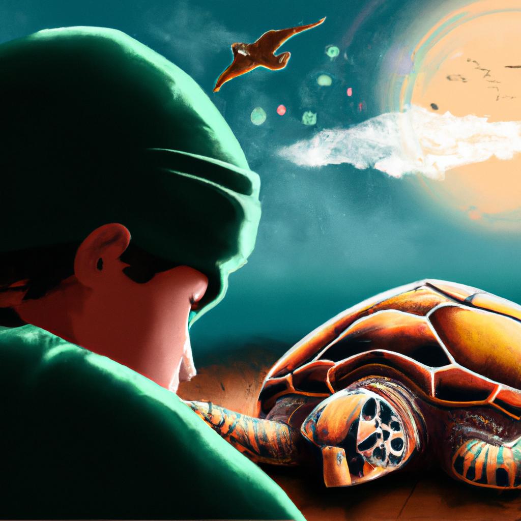 Imagem de capa do post Descubra o Surpreendente Significado de Sonhar com Tartaruga! com um desenho digital