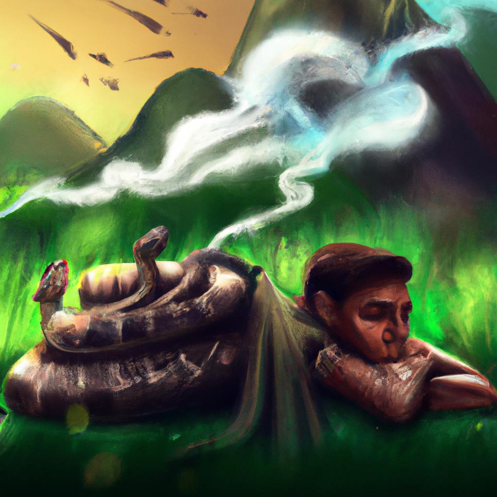 Imagem de capa do post "Cobra no Sonho? Descubra o Significado!" com um desenho digital