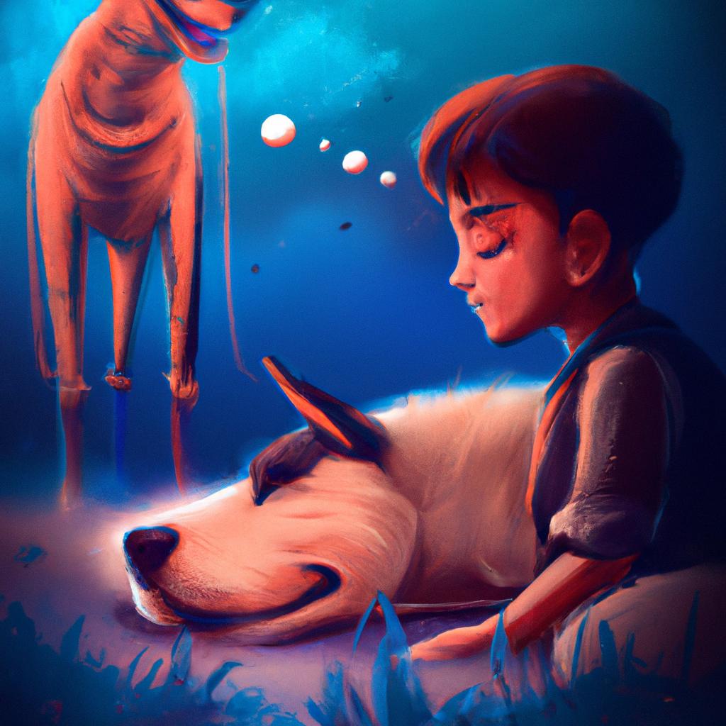 Imagem de capa do post "Cachorro no Sonho: Descubra o Significado dessa Visão!" com um desenho digital
