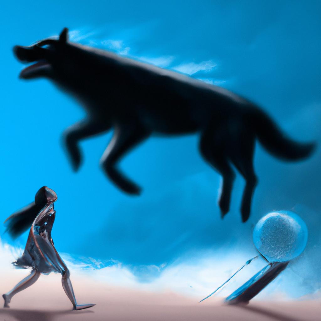 Imagem de capa do post "Descubra o Significado de Sonhar com Cachorro Preto Atacando!" com um desenho digital