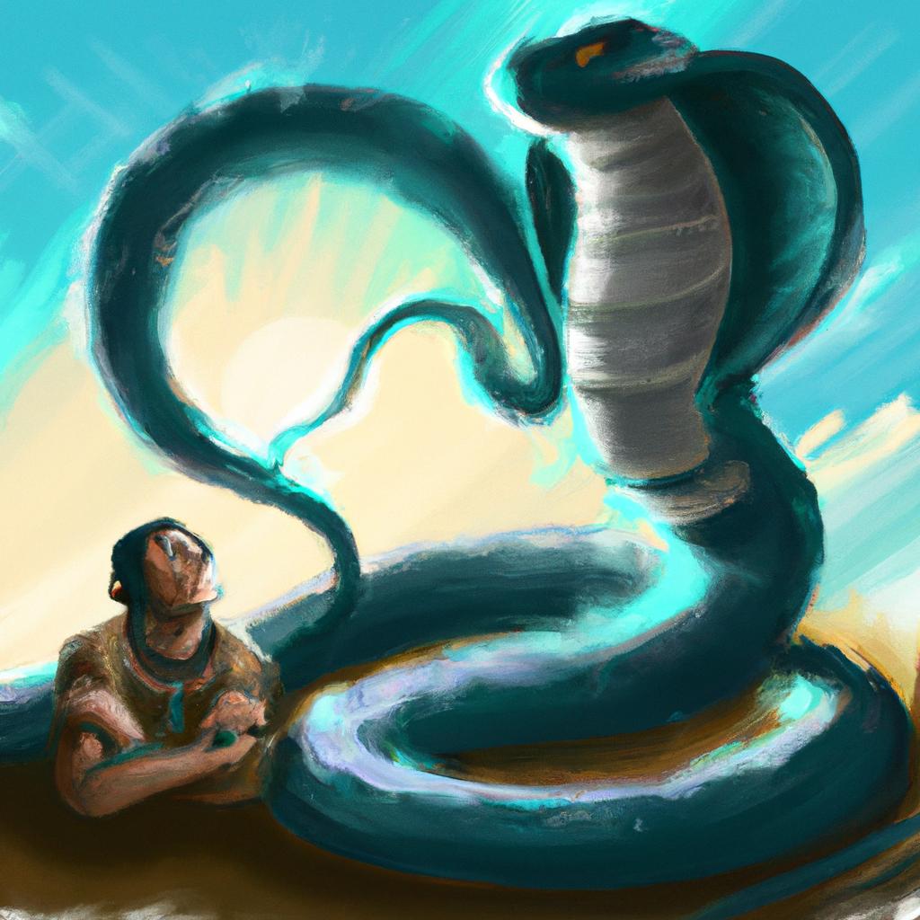 Imagem de capa do post "Descubra o Significado de Sonhar com Cobra Grande!" com um desenho digital