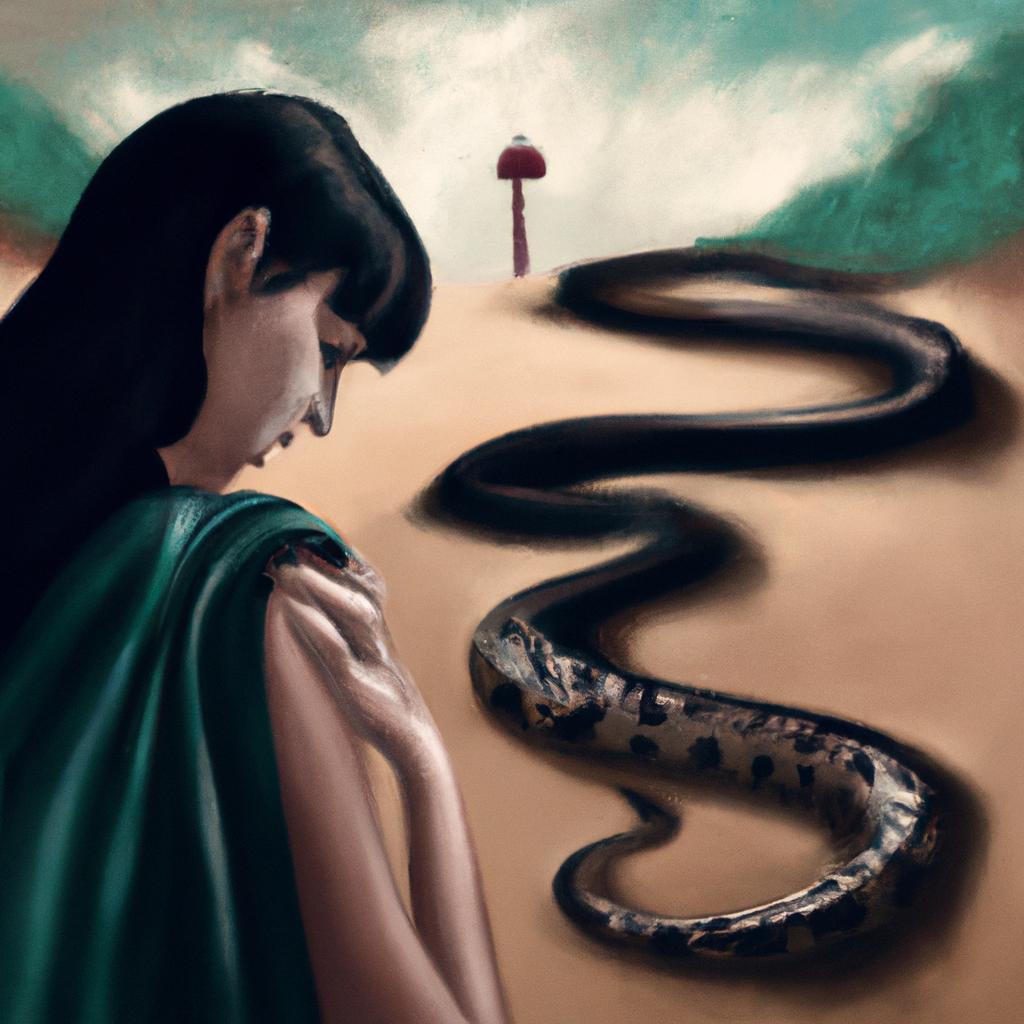 Imagem de capa do post "Descubra o Significado de Sonhar com Cobra Preta Pequena!" com um desenho digital