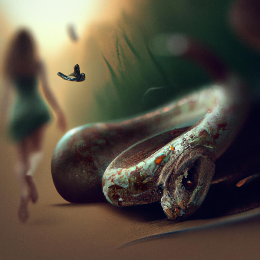 Imagem de capa do post "Descubra o Significado de Sonhar com Cobra Te Picando!" com um desenho digital
