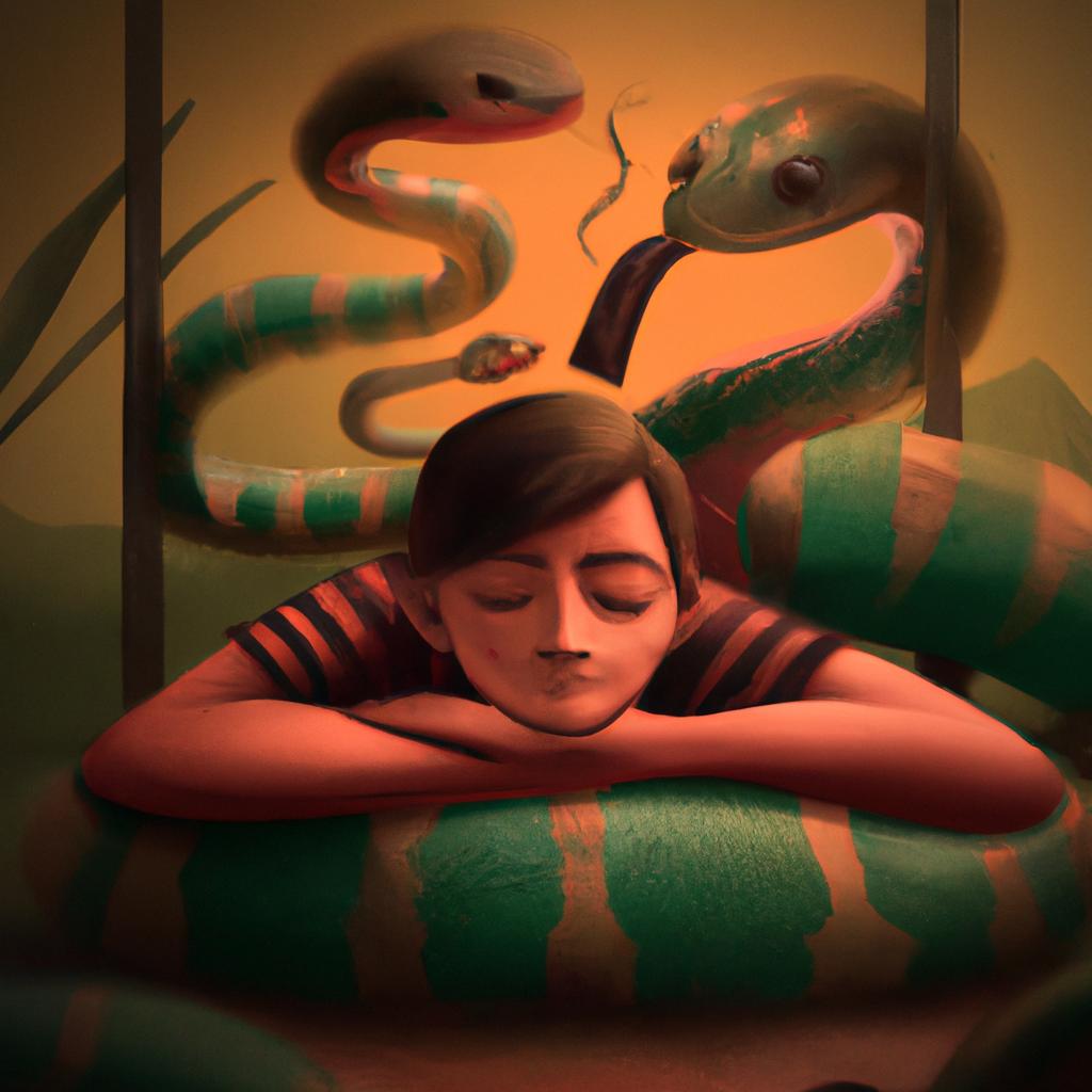 Imagem de capa do post "Descubra o Significado de Sonhar com Cobras Pequenas!" com um desenho digital