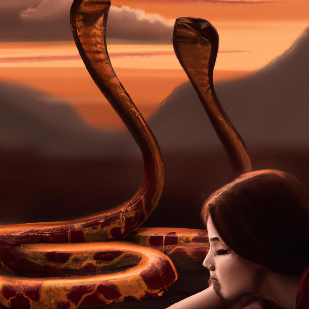Imagem de capa do post "Descubra o Significado de Sonhar com Cobras!" com um desenho digital