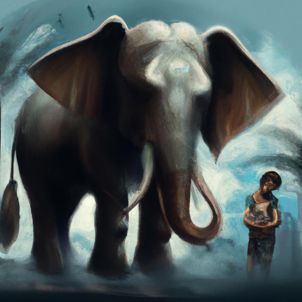 Imagem de capa do post "Descubra o Significado de Sonhar com Elefante!" com um desenho digital
