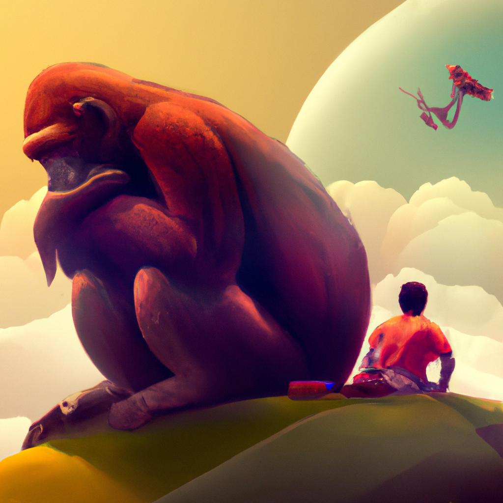 Imagem de capa do post "Descubra o Significado de Sonhar com Macaco Grande!" com um desenho digital