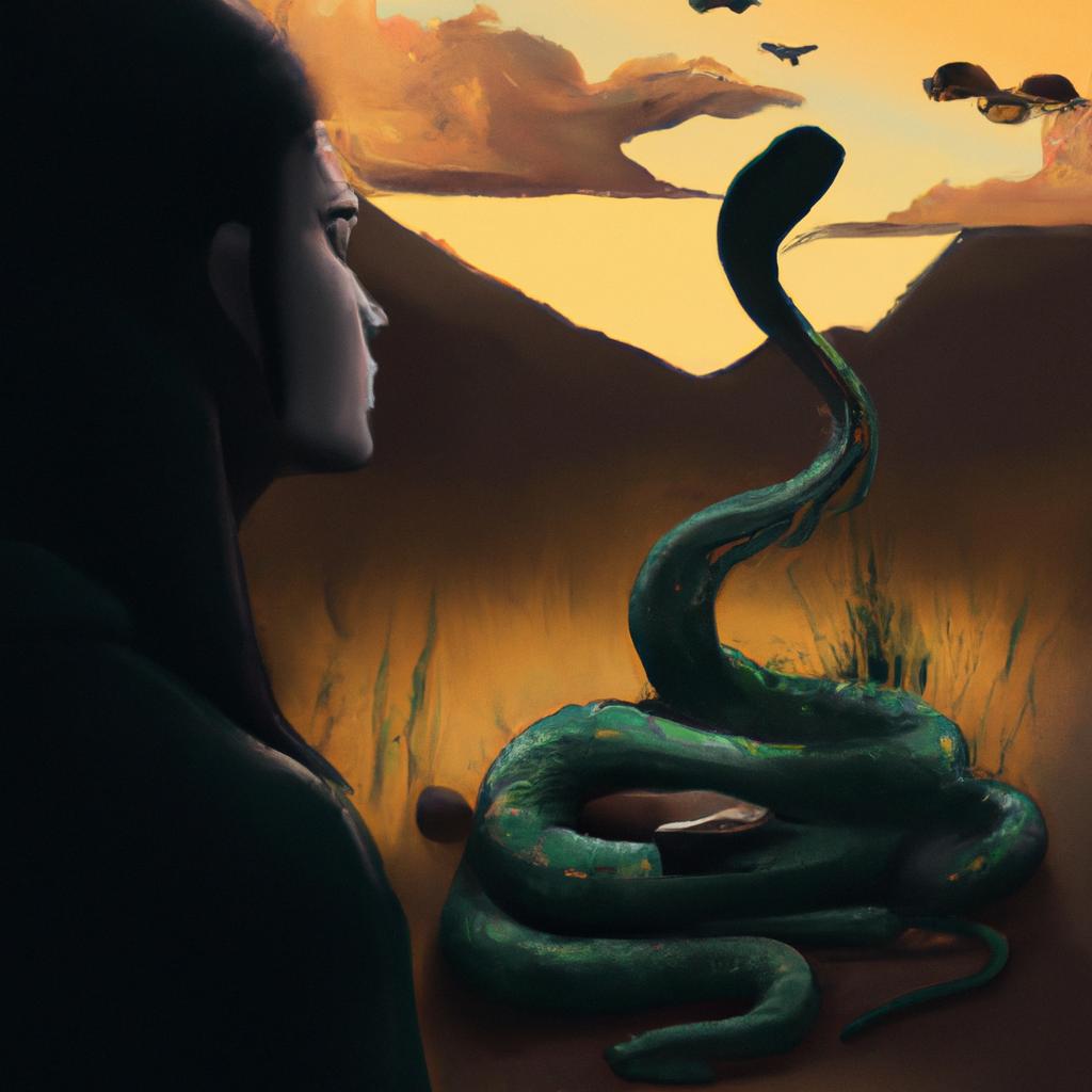 Imagem de capa do post "Descubra o Significado de Sonhar com Várias Cobras!" com um desenho digital