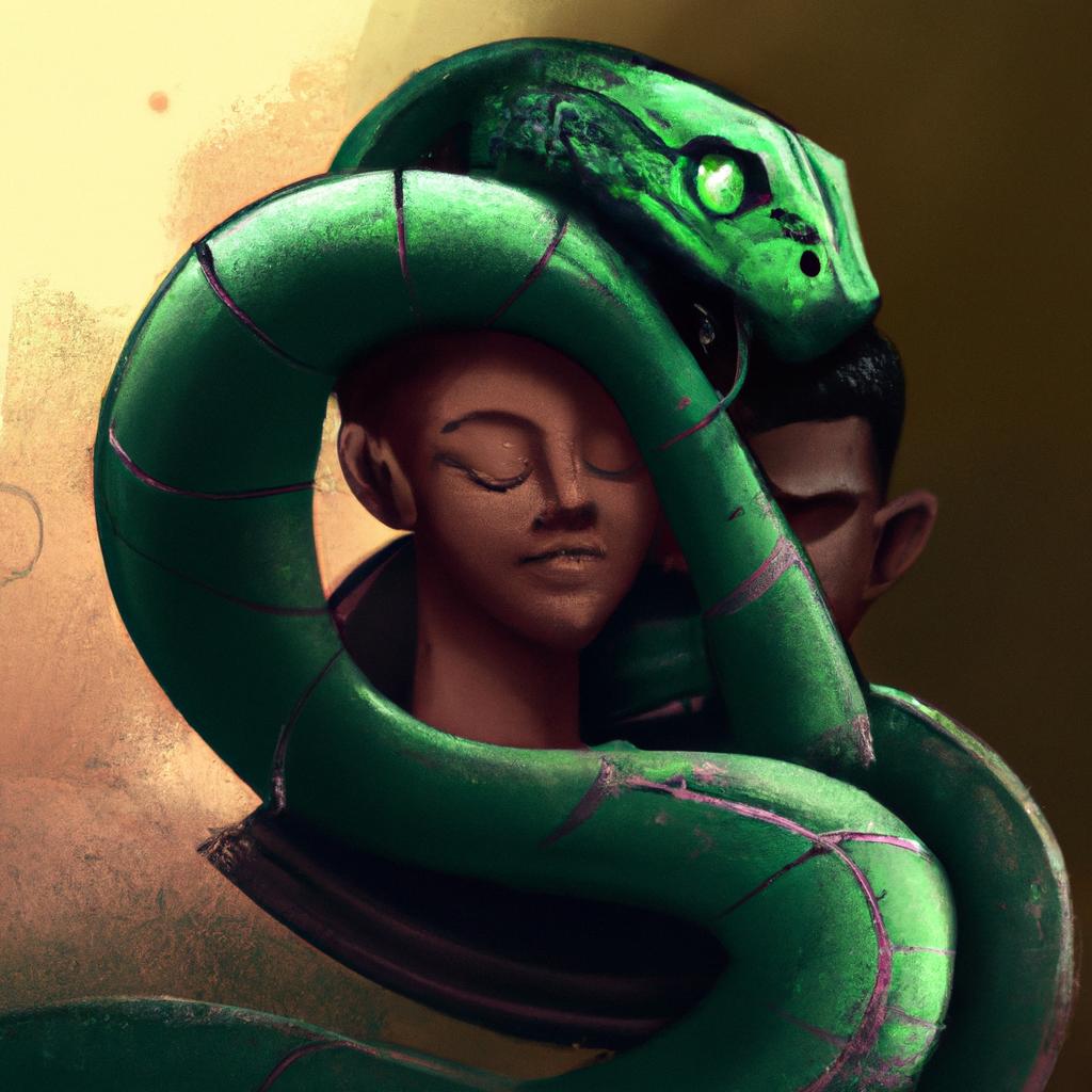 Imagem de capa do post "Descubra o Significado do Sonho com Cobra Verde!" com um desenho digital