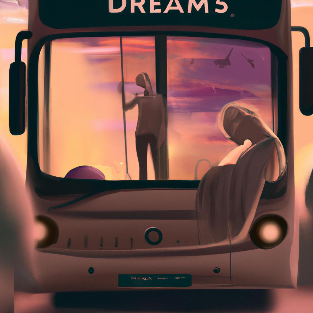 Imagem de capa do post "Descubra o Significado dos Sonhos ao Sonhar com Ônibus!" com um desenho digital